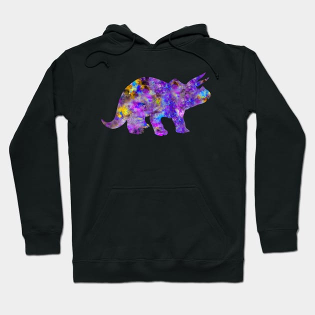 Purple Triceratops Watercolor Painting Hoodie by Miao Miao Design